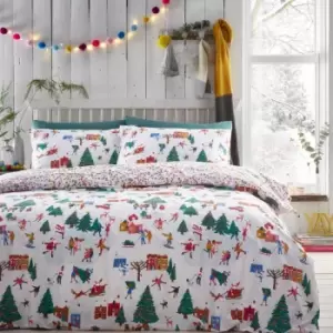 Image of Furn. Christmas Together Double Duvet Cover Set Cotton Polyester Multi