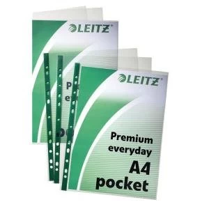 Image of Leitz 47710002 A4 Pocket Multipunched Polypropylene with Green Strip