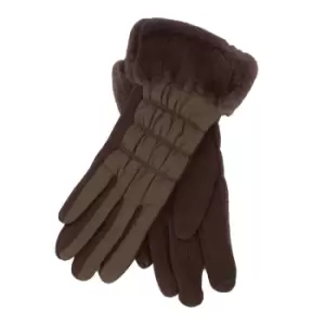 image of Eastern Counties Leather Womens/Ladies Giselle Faux Fur Cuff Gloves (One size) (Brown)