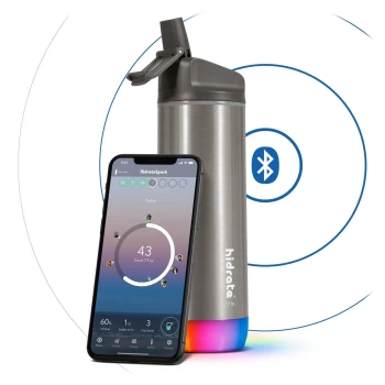 image of Hidrate Spark Steel Insulated Stainless Steel Bluetooth Smart Water Bottle Straw Lid (17oz) - Stainless Steel