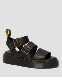 image of Dr Martens Gryphon Quad Flat Sandal, Black, Size 7, Women