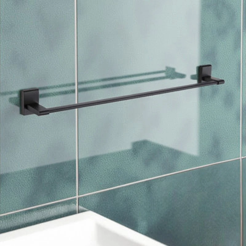 Image of Showerdrape Unity Black Stainless Steel Wall Mounted Towel Rail Black