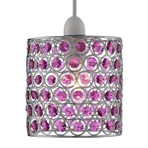 Image of Searchlight Lighting Collection Juna Chrome Pendant Light - Purple
