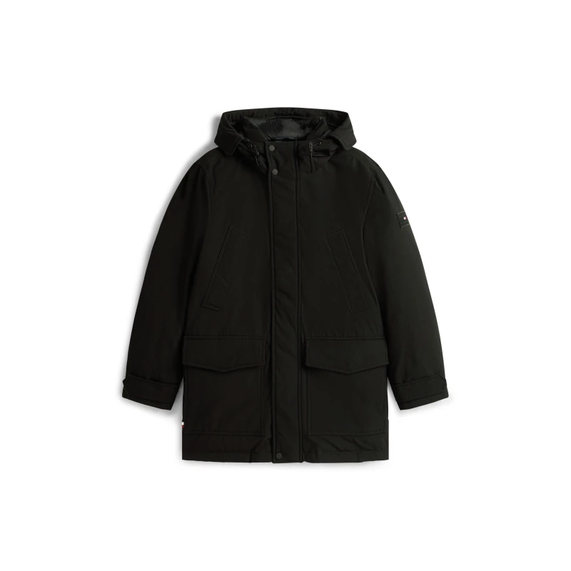 Image of Tommy Hilfiger Mens Padded Utility DWR Hooded Thigh Length Parka Black BDS male S