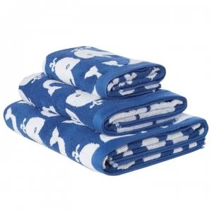 image of Linea Kids Bath Sheet - Whale Blue