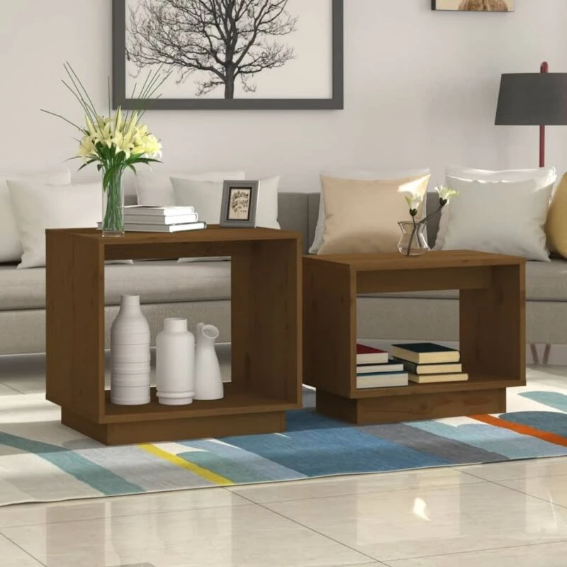 Image of VIDAXL Nesting Coffee Tables 2 pcs Honey Brown Solid Wood Pine Vidaxl 8720286841204