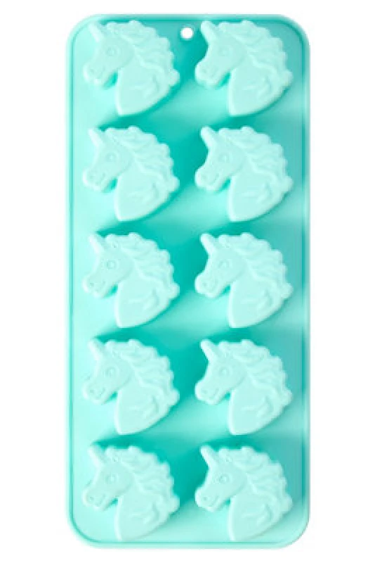 Image of Premier Housewares 10 Unicorn Shaped Blue Ice Cube Tray, Unique Ice Cube Tray, Thermoplastic Rubber Ice Freezing Tray Blue