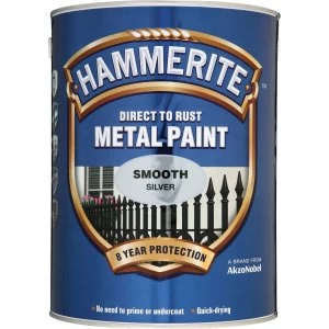Image of Hammerite Smooth Finish Metal Paint Silver 5000ml