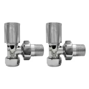 Image of Chrome Round Angled Radiator Valves - For Pipework Which Comes From The Wall