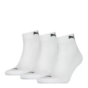 image of Puma 3 Pack Cushion Quarter Length Socks - White