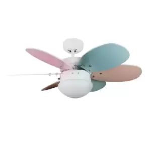 image of Orion 6 Blade AC Ceiling Fan with Light Pastel Multicoloured