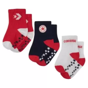 image of Converse No Slip 3 Pack Socks - Red