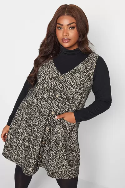 Image of Printed A-Line Pinafore Dress