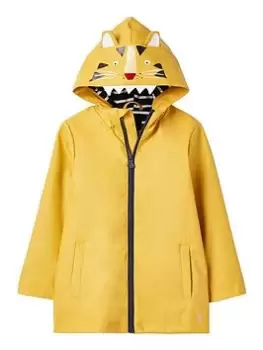 Image of Joules Toddler Boys Showerproof Tiger Rubberised Jacket - Yellow, Yellow, Size Age: 4 Years