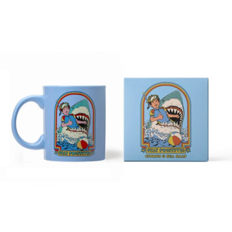 Image of Steven Rhodes Stay Positive Blue Mug Candle With Citrus & Sea Salt Scent