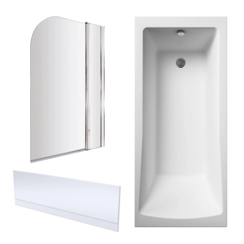 Image of Balterley Square Bathtub Front Panel and Bath Screen Chrome Profile Silver