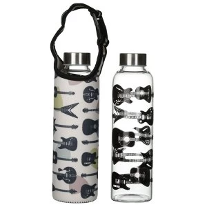 Image of Headstock Guitar Reusable Glass Water Bottle with Sleeve and Handle