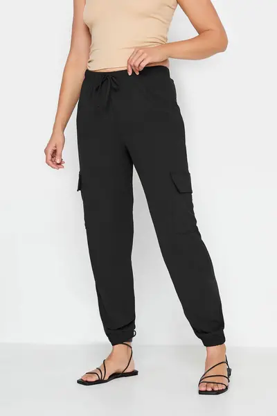 image of Long Tall Sally Tall Cuffed Cargo Trousers Black