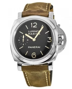 Panerai Luminor 1950 3 Days Acciaio 47MM Black Dial Brown Leather Strap Mens Watch PAM00422 PAM00422