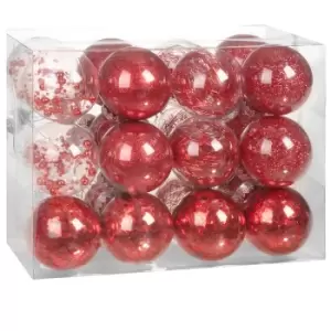 Image of Christmas Tree Baubles 24 Pcs Red 7cm
