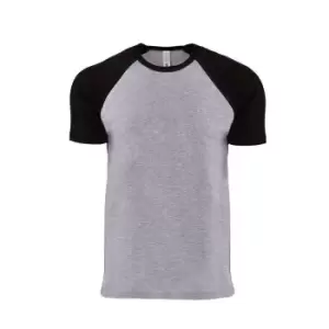 image of Next Level Adults Unisex Contrast Cotton Raglan T-Shirt (M) (Black/Heather Grey)