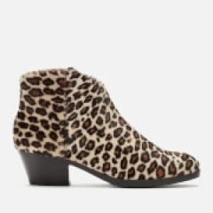 image of Clarks Womens Mila Myth Pony Heeled Ankle Boots - Leopard Print - UK 4