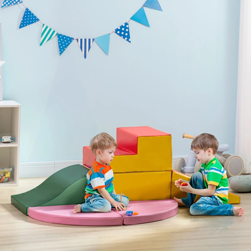 Image of HOMCOM 6 Piece Soft Play Equipmemt for Kids Climb and Crawl, Red, Red 3D0-016V01MX