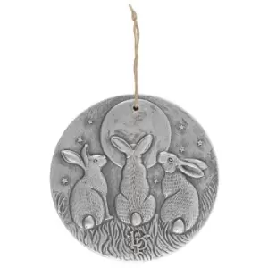 Image of Moon Shadows Silver terracotta Plaque By Lisa Parker