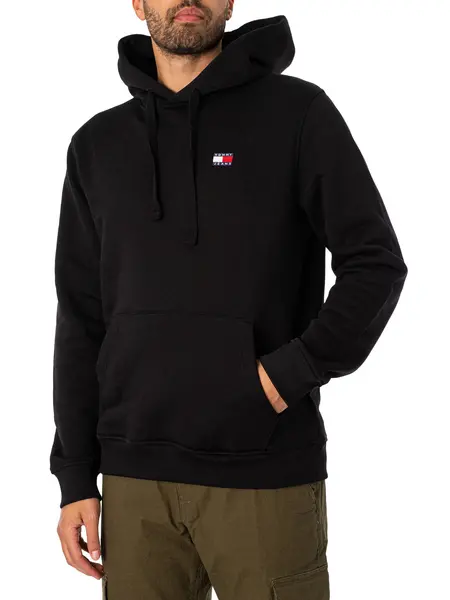 Image of Tommy Jeans Regular Badge Pullover Hoodie Black S