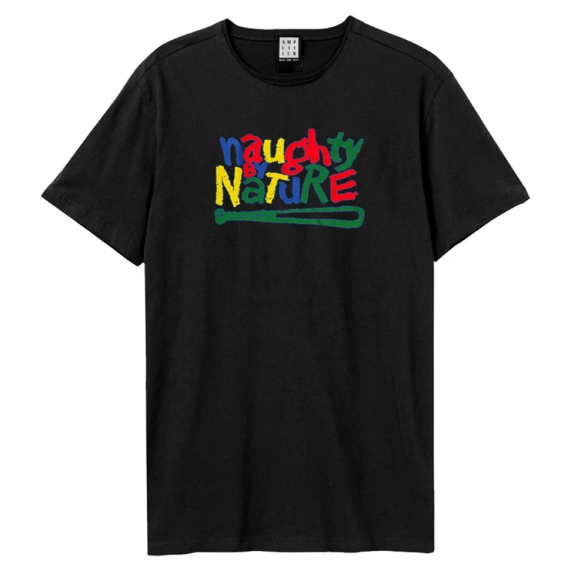 Image of Amplified Amplified Men Colourful Naughty By Nature T-Shirt in Black Size: X-Small Black XS Male 5063852062669
