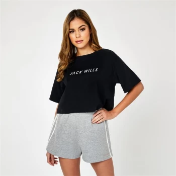 image of Jack Wills Active Cropped Logo T-Shirt - Black