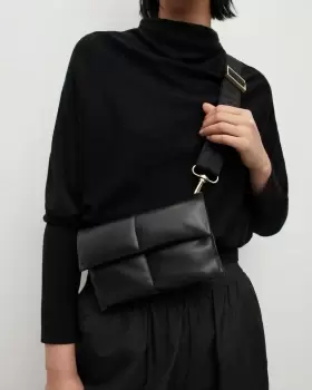 Image of AllSaints Ezra Leather Quilted Crossbody Bag
