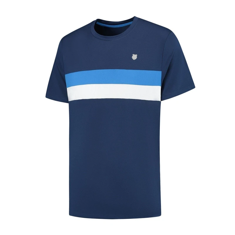 Image of K Swiss Core Team Striped Crewneck T-Shirt Mens - Blue Blue XS