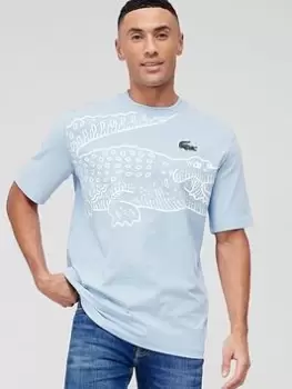 image of Lacoste Large Croc Print T-Shirt - Light Blue, Size L, Men