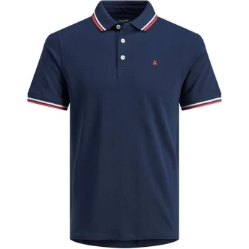 image of Jack and Jones Tipped Pique Polo - Navy Blazer