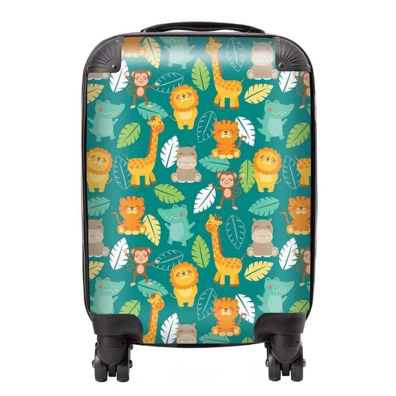 Image of Warren Reed - Designer Jungle Animals Suitcase in Green Size: Large Green Unisex Large