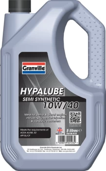 Image of Hypalube Semi Synthetic 10W40 - 5 Litre 0123A GRANVILLE