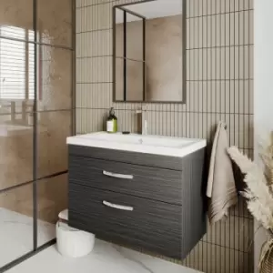 Image of Athena Wall Hung 2-Drawer Vanity Unit with Basin-2 800mm Wide - Charcoal Black - Nuie