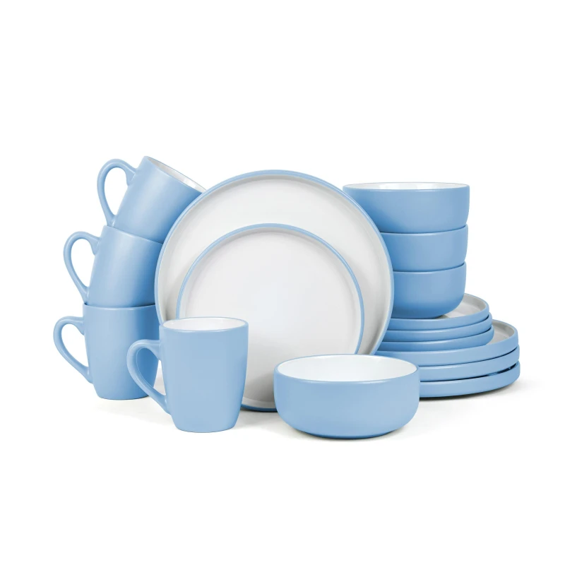 Image of Waterside 16Pc 2Tone Blue Coupe Plates 6316