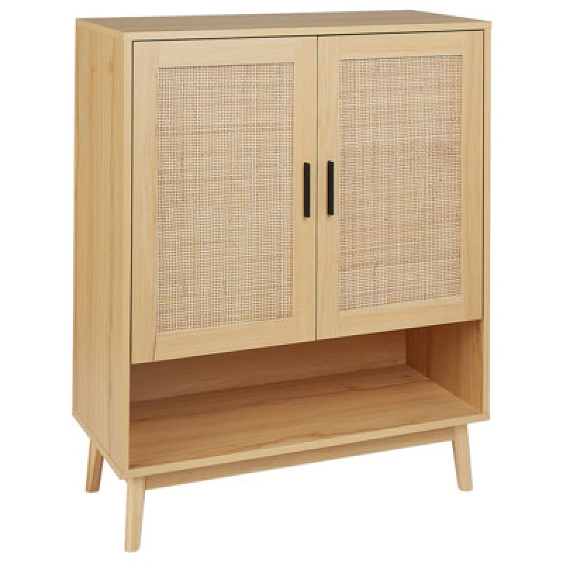 Image of Beliani Shoe Storage Cabinet Perote Rattan Light Brown