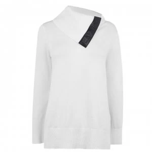 image of DKNY Split Neck Jumper - IVORY/BLACK