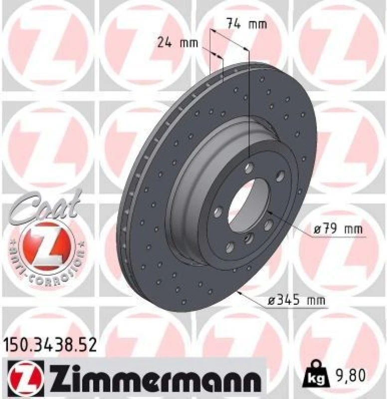 Image of ZIMMERMANN Brake disc ZIMMERMANN 150.3438.52