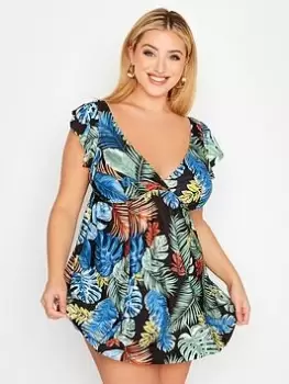 Image of Yours Cool Summer Angel Sleeve Swimdress - Black, Size 16, Women