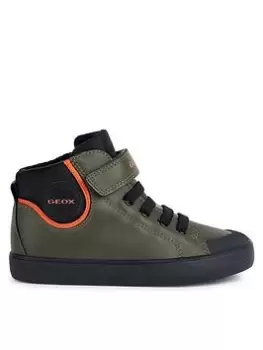 Image of Geox Gisli High Top Trainer, Khaki, Size 2.5 Older