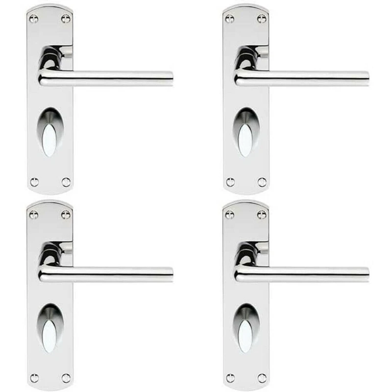 Image of Loops 4x Rounded Straight Bar Handle on Bathroom Backplate 170 x 42mm Polished Chrome Multi
