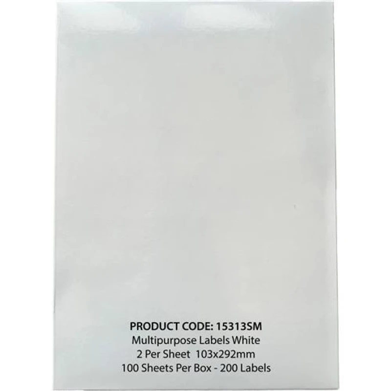 Image of ValueX Multipurpose Label 103x292mm 2 Per A4 Sheet White (Pack 200)