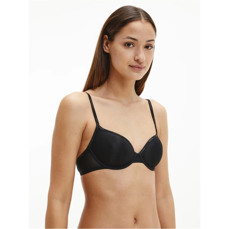 Image of Calvin Klein Sheer Marq Demi Lightly Lined Bra - Black 32B