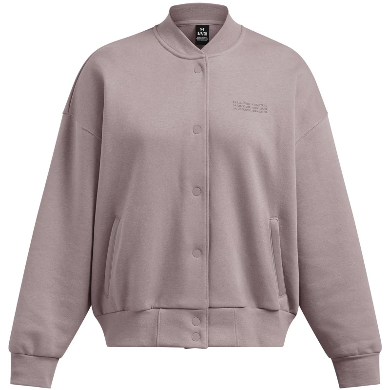Image of Under Armour Womens Fleece Full-Zip Lightweight Bomber Jacket Grey female 8 (XS)