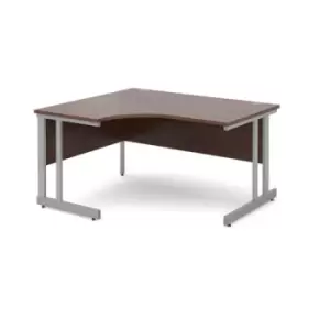 Image of Office Desk Left Hand Corner Desk 1400mm Walnut Top With Silver Frame 1200mm Depth Momento