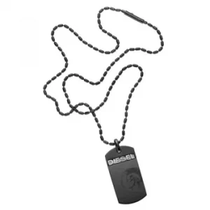Image of Mens Diesel Black Ion-plated Steel Necklace